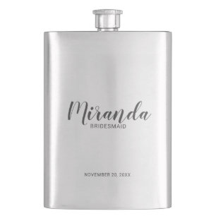 Modern Script Personalized Bridesmaid Flask