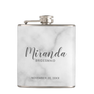 Modern Script Personalized Bridesmaid Flask