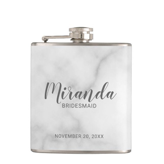Modern Script Personalized Bridesmaid Flask (Front)