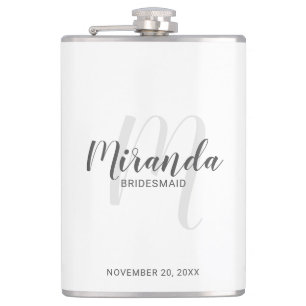 Modern Script Personalized Bridesmaid Flask