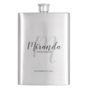 Modern Script Personalized Bridesmaid Flask