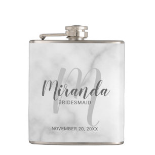 Modern Script Personalized Bridesmaid Flask