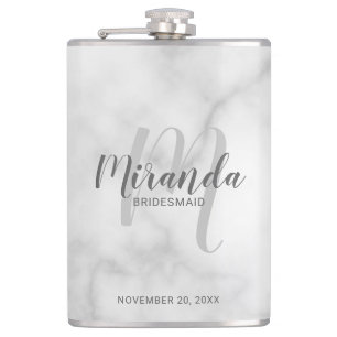 Modern Script Personalized Bridesmaid Flask