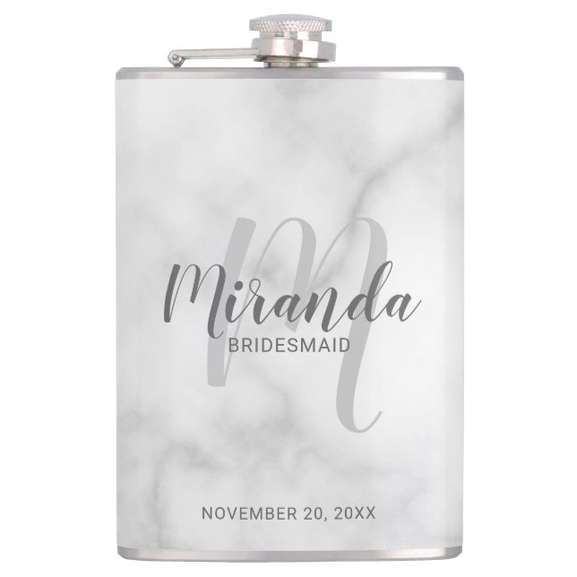 Modern Script Personalized Bridesmaid Flask (Front)