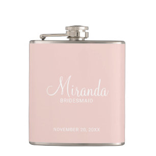 Modern Script Personalized Bridesmaid Flask