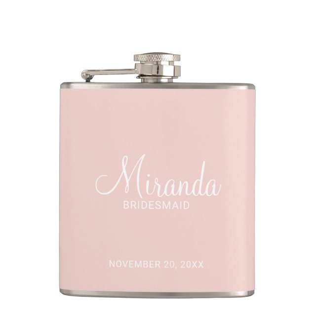 Modern Script Personalized Bridesmaid Flask (Front)