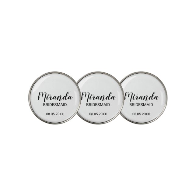 Modern Script Personalized Bridesmaid Golf Ball Marker (3 Up)