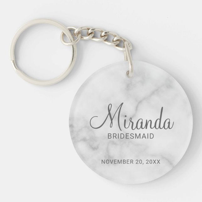Modern Script Personalized Bridesmaid Keychain (Front)