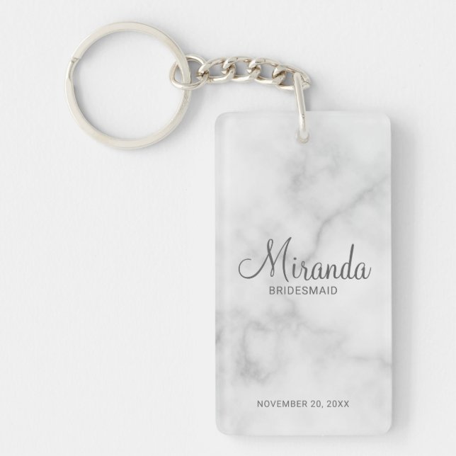 Modern Script Personalized Bridesmaid Keychain (Front)
