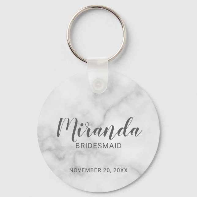 Modern Script Personalized Bridesmaid Keychain (Front)