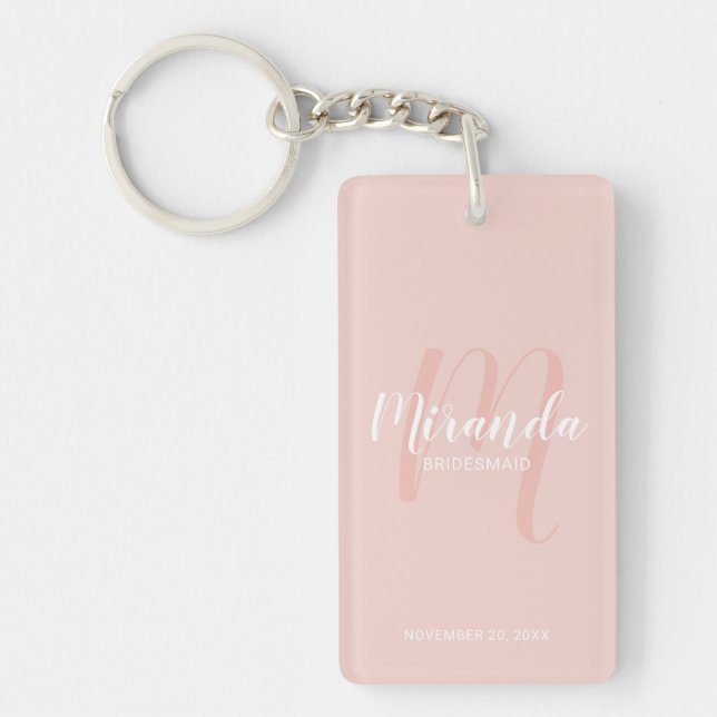 Modern Script Personalized Bridesmaid Keychain (Front)