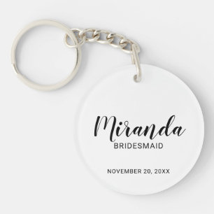 Modern Script Personalized Bridesmaid Keychain