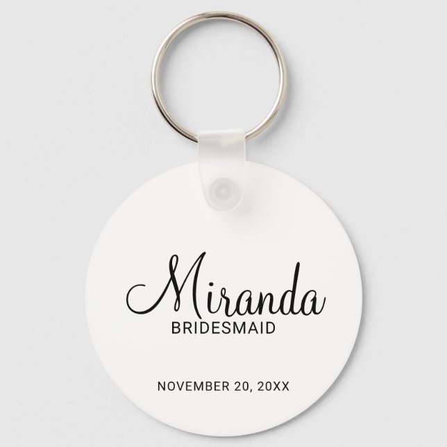 Modern Script Personalized Bridesmaid Keychain (Front)