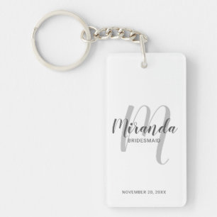 Modern Script Personalized Bridesmaid Keychain