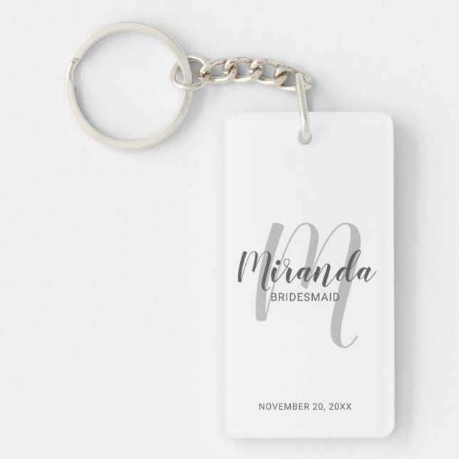 Modern Script Personalized Bridesmaid Keychain (Front)