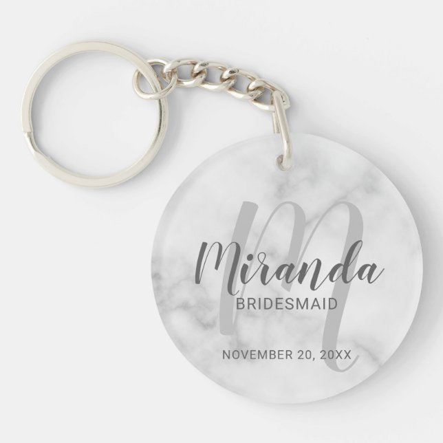 Modern Script Personalized Bridesmaid Keychain (Front)