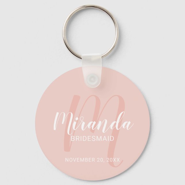 Modern Script Personalized Bridesmaid Keychain (Front)