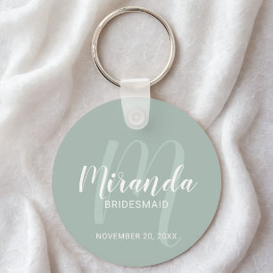Modern Script Personalized Bridesmaid Keychain