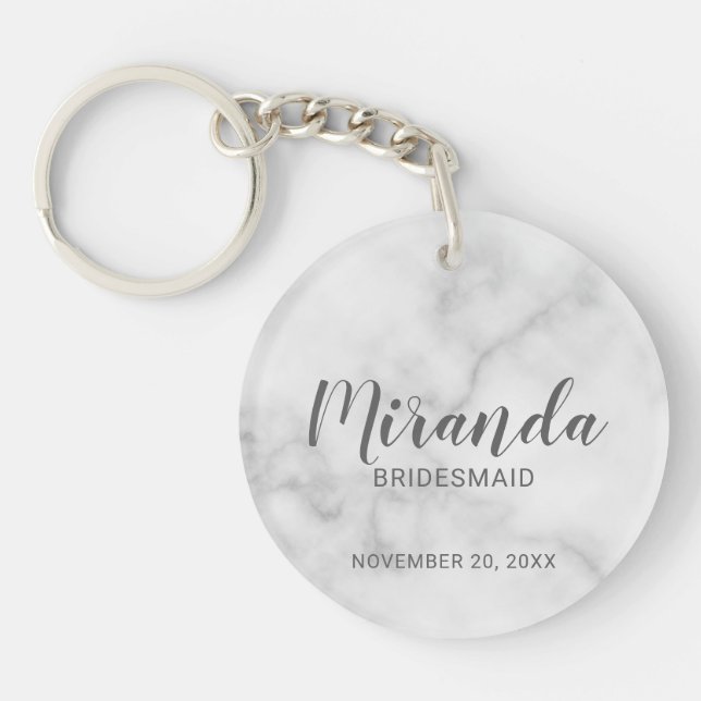 Modern Script Personalized Bridesmaid Keychain (Front)