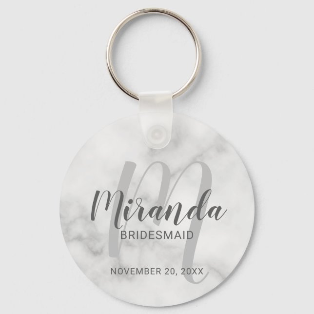 Modern Script Personalized Bridesmaid Keychain (Front)