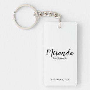 Modern Script Personalized Bridesmaid Keychain
