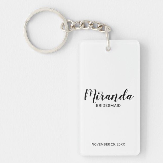 Modern Script Personalized Bridesmaid Keychain (Front)