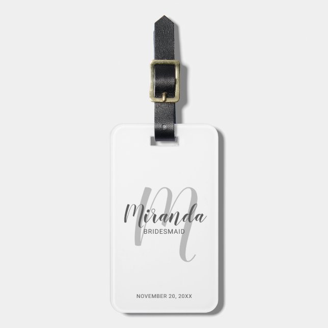 Modern Script Personalized Bridesmaid Luggage Tag (Front Vertical)