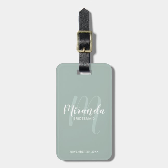 Modern Script Personalized Bridesmaid Luggage Tag (Front Vertical)