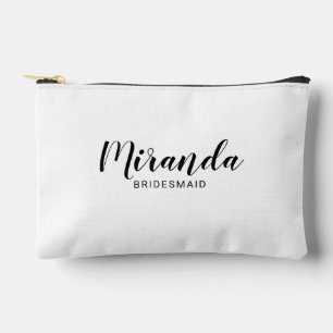 Modern Script Personalized Bridesmaid Name Accessory Pouch