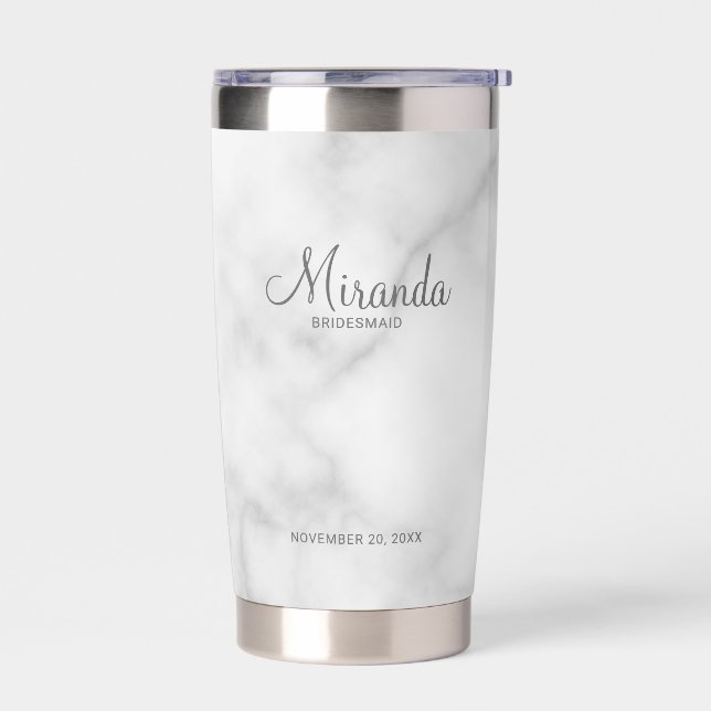 Modern Script Personalized Bridesmaid Name Insulated Tumbler (Left)