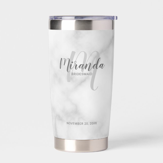 Modern Script Personalized Bridesmaid Name Insulated Tumbler (Left)