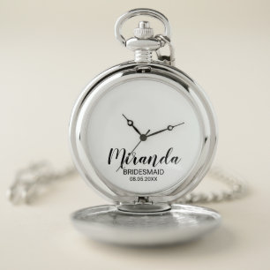 Modern Script Personalized Bridesmaid Pocket Watch