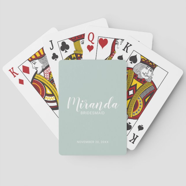Modern Script Personalized Bridesmaid Poker Cards (Back)