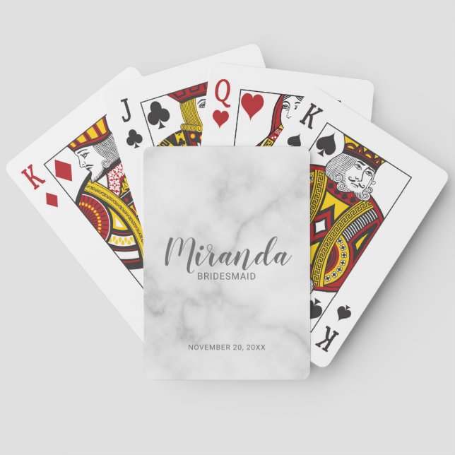 Modern Script Personalized Bridesmaid Poker Cards (Back)
