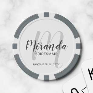 Modern Script Personalized Bridesmaid Poker Chips