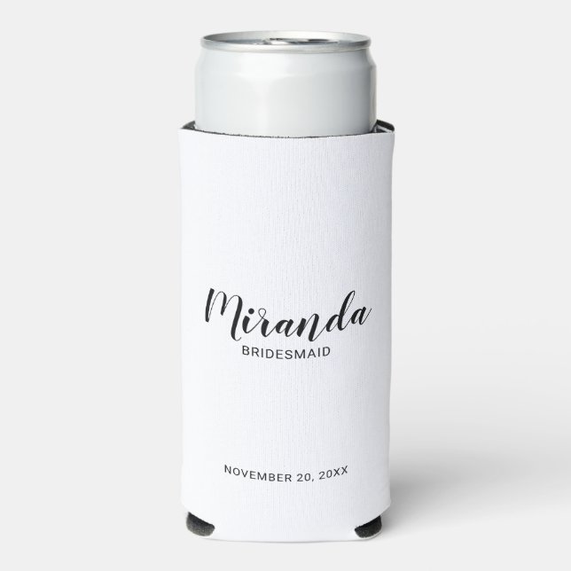 Modern Script Personalized Bridesmaid Seltzer Can Cooler (Seltzer Front)