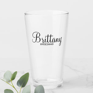 Modern Script Personalized Bridesmaids Glass