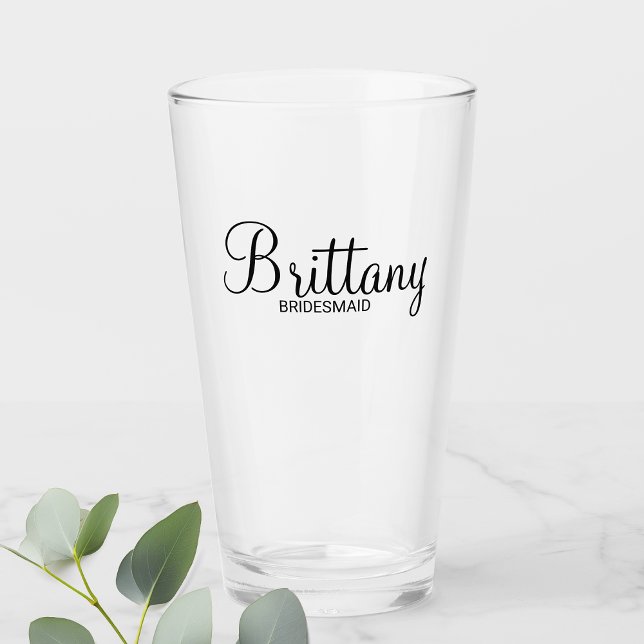 Modern Script Personalized Bridesmaids Glass (Creator Uploaded)