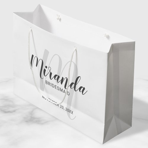 Modern Script Personalized Bridesmaids Large Gift Bag