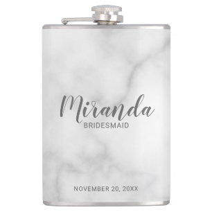 Modern Script Personalized Bridesmaid's Name Flask