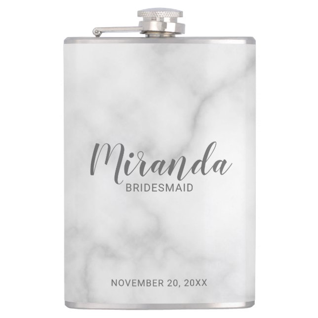 Modern Script Personalized Bridesmaid's Name Flask (Front)