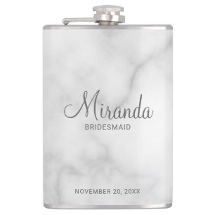 Modern Script Personalized Bridesmaid's Name Flask