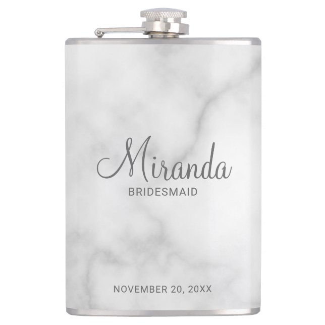 Modern Script Personalized Bridesmaid's Name Flask (Front)