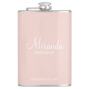Modern Script Personalized Bridesmaid's Name Flask