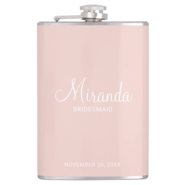 Modern Script Personalized Bridesmaid's Name Flask (Front)