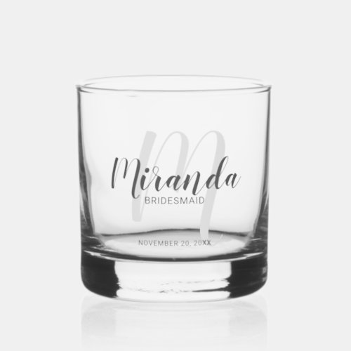 Modern Script Personalized Bridesmaids Name Whiskey Glass