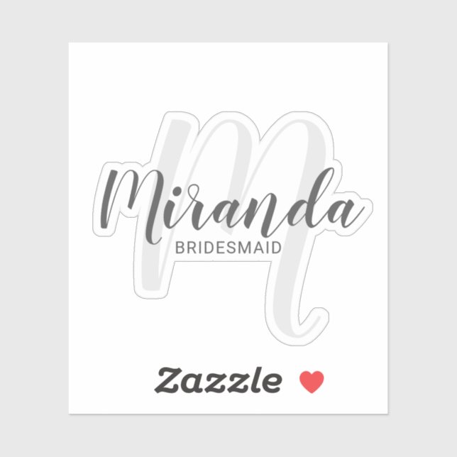 Modern Script Personalized Bridesmaids Sticker (Sheet)