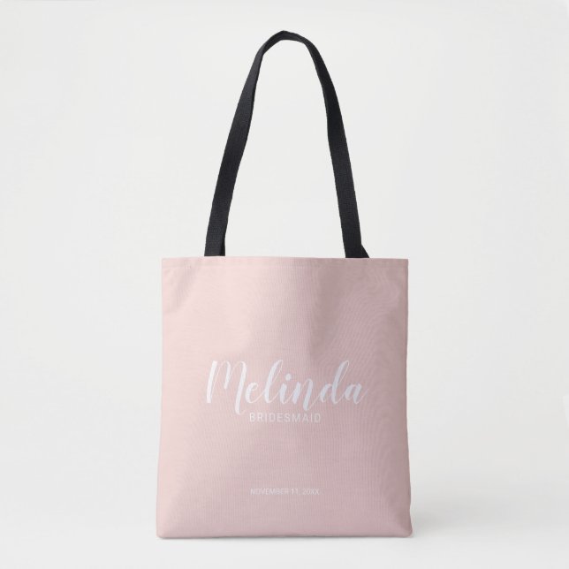 Modern Script Personalized Bridesmaids Tote Bag (Front)