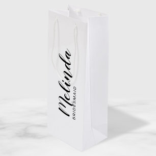 Modern Script Personalized Bridesmaids Wine Gift Bag
