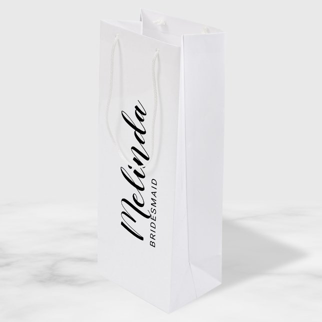 Modern Script Personalized Bridesmaids Wine Gift Bag (Creator Uploaded)